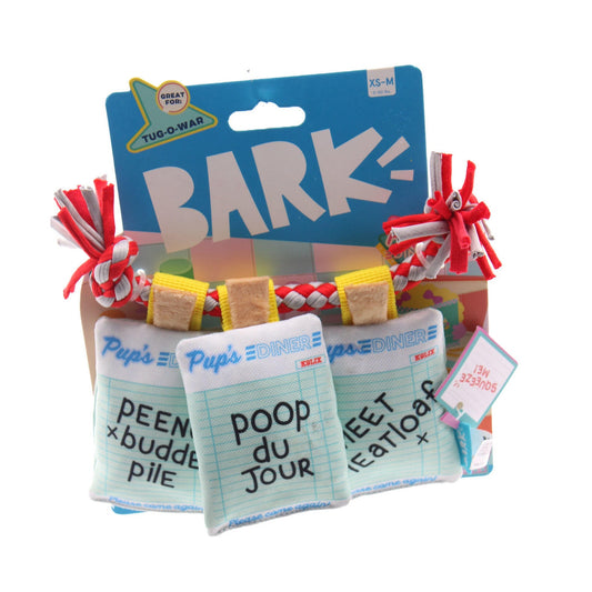 BARK Pet's Diner Order Up Pup Toy Great for Tug O War For Dogs XS-M 0-50lbs