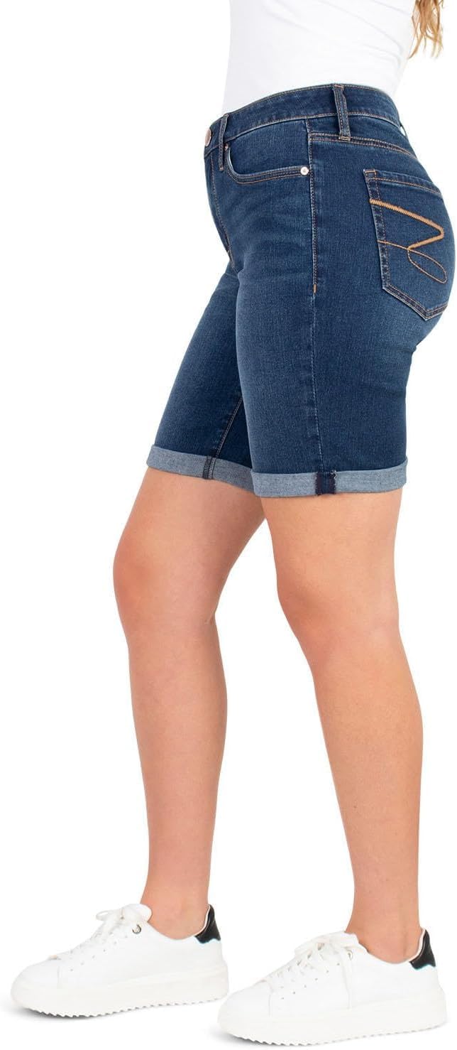 Seven7 Women's 9" Inseam Denim Rolled Cuff Slim Fit Weekend Short Size 6 Peak