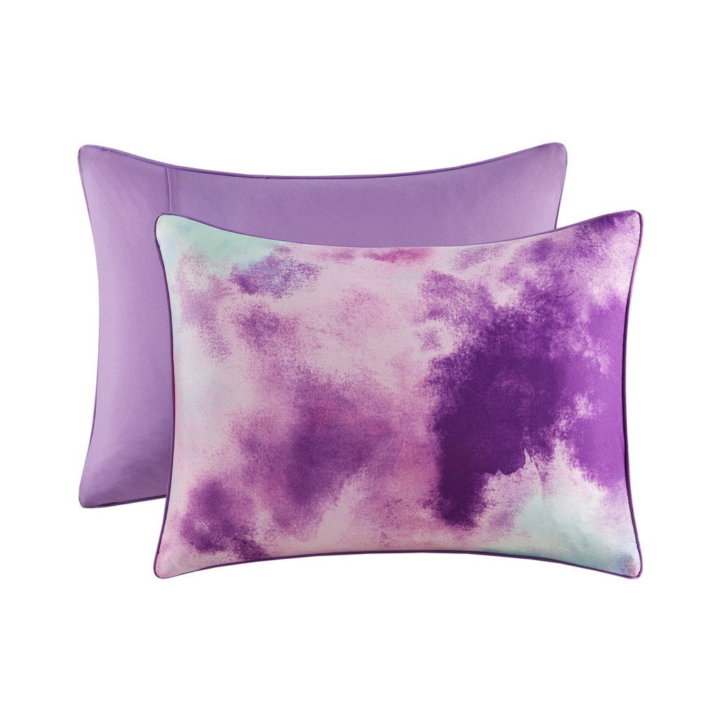 Comforter Set Watercolor Tie Dye Printed Comforter Set with Throw Pillow