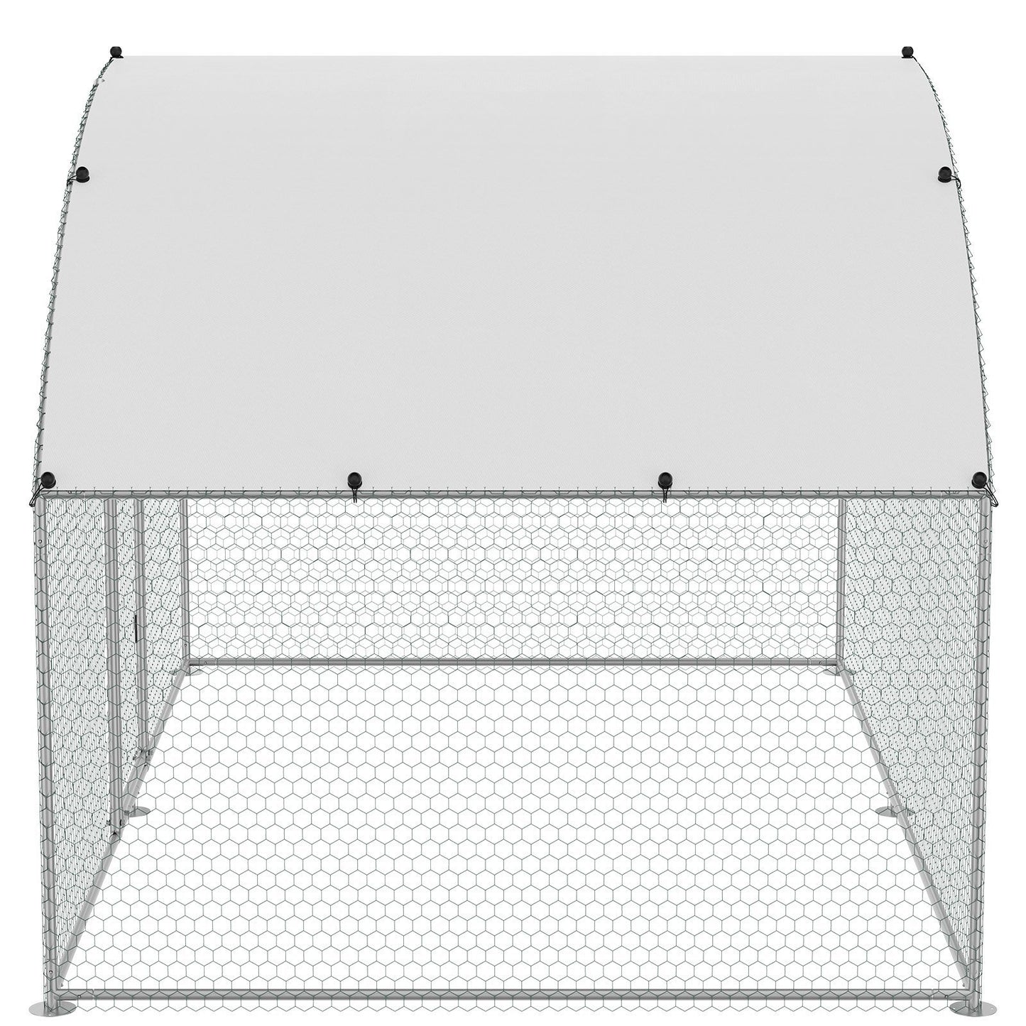 Chicken Coop, 9.8x6.5x6.5ft Walk-in Large Metal Chicken Run for Yard with Waterproof Cover, Doom Roof Hen House with Security Lock for Outdoor and Backyard, Farm, Duck Rabbit Cage Poultry Pen