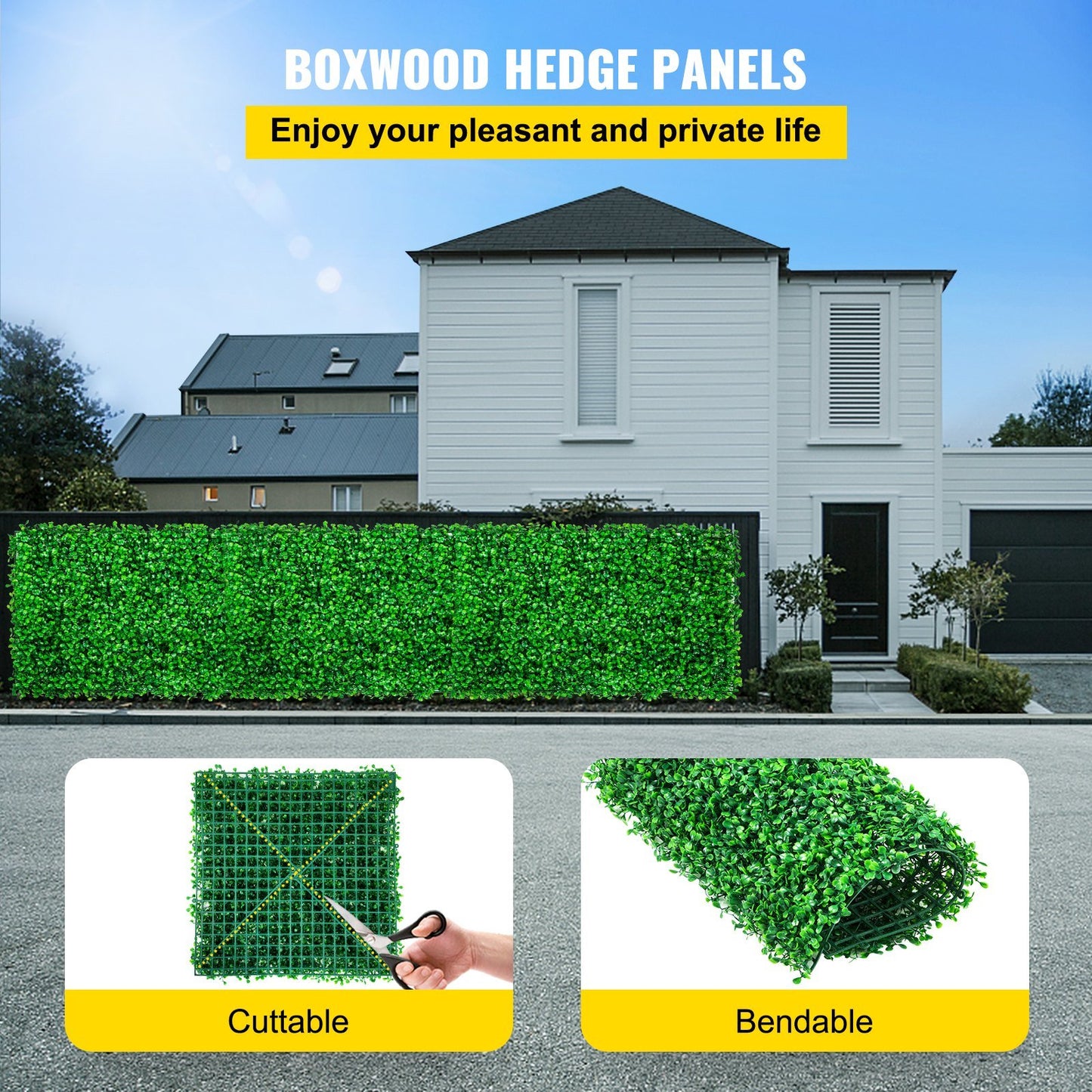 Artificial Boxwood Panel UV 6pcs Boxwood Hedge Wall Panels, Artificial Grass Backdrop Wall 20" X 20" 4 cm Green Grass Wall, Fake Hedge for Decor Privacy Fence Indoor, Outdoor Garden Backyard