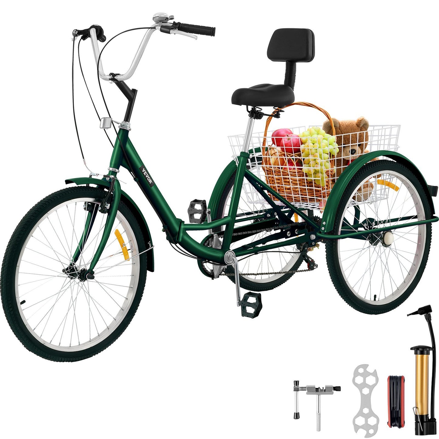 Tricycle Adult 24'' Wheels Adult Tricycle 7-Speed 3 Wheel Bikes For Adults Three Wheel Bike For Adults Adult Trike Adult Folding Tricycle Foldable Adult Tricycle 3 Wheel Bike Trike For Adults