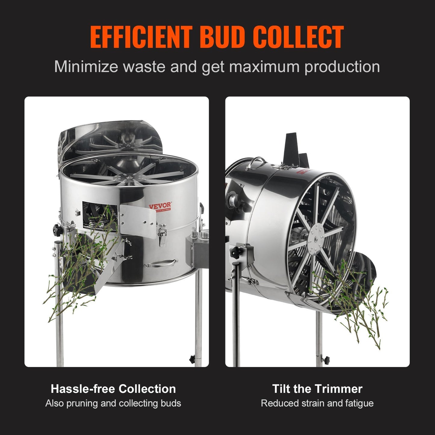 Electric Bud Trimmer, 19'' Electric Leaf Trimmer Machine with 60W Adjustable Speed, Tillable Trimmer with Stainless-Steel Blades, Bud Leaf Trimmer Mesh Bag & Hand Pruner Included for Leaves, Bud