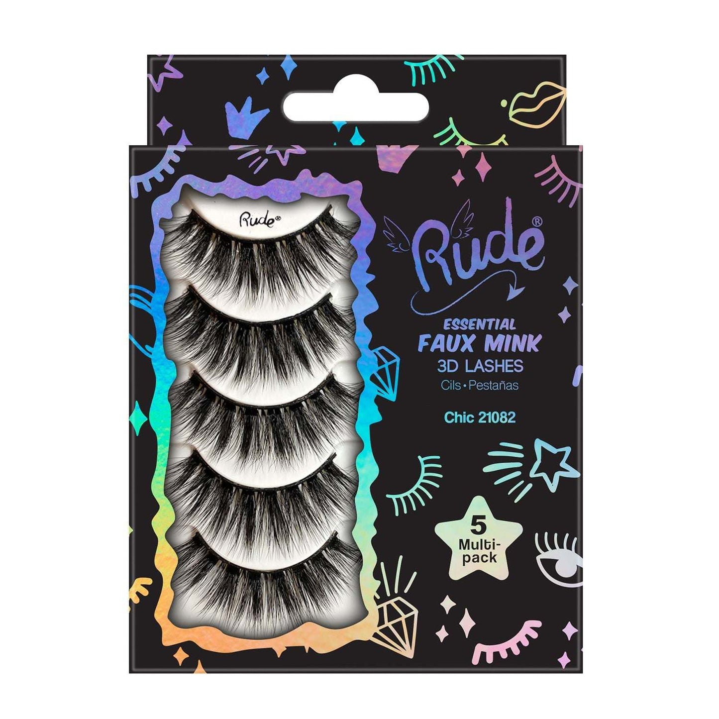 Rude Essential Faux Mink 3D Lashes 5 Multi-Pack