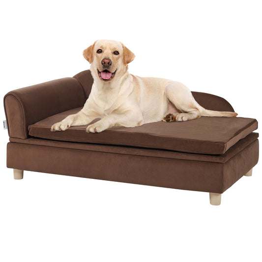 Pet Sofa, Dog Couch for Large-Sized Dogs and Cats, Soft Velvety Dog Sofa Bed, 110 lbs Loading Cat Sofa, Dark Brown