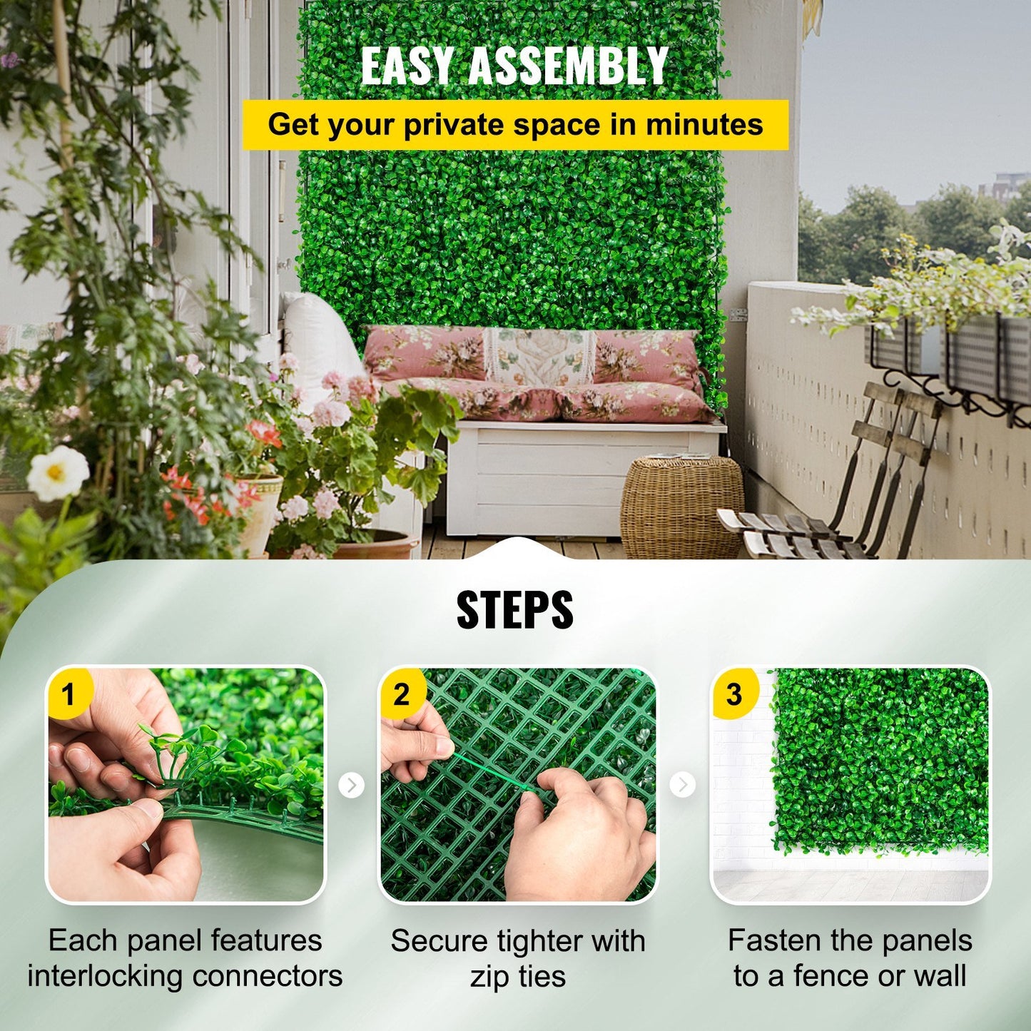 Artificial Boxwood Panel UV 4pcs Boxwood Hedge Wall Panels Artificial Grass Backdrop Wall 24X16" 4 cm Green Grass Wall Fake Hedge for Decor Privacy Fence Indoor Outdoor Garden Backyard