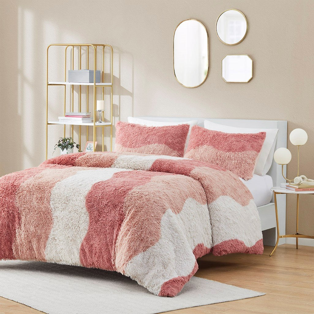 Comforter Set Ombre Shaggy Faux Fur Comforter Set