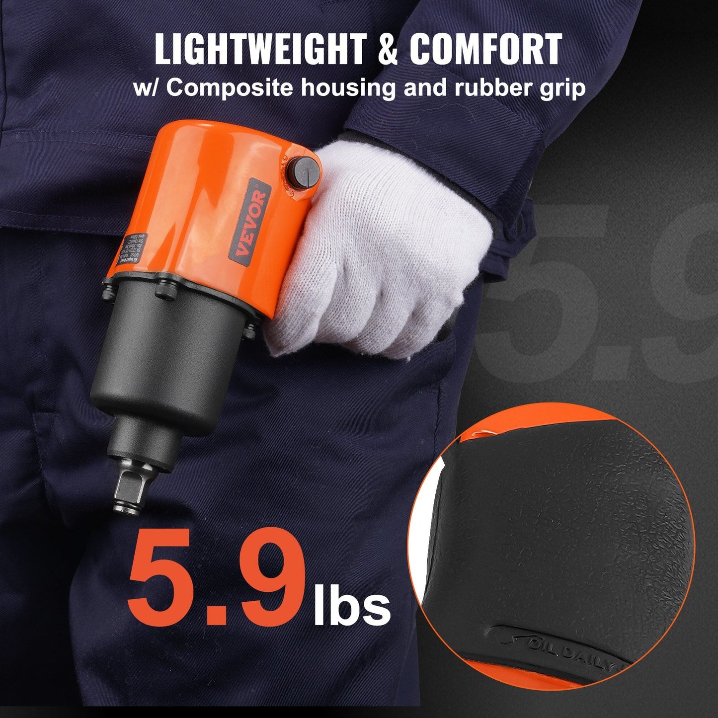 Air Impact Wrench, 1/2" Drive Air Impact Gun Up to 880ft-lbs Nut-busting Torque, 7500RPM Lightweight Pneumatic Tool for Auto Repairs and Maintenance