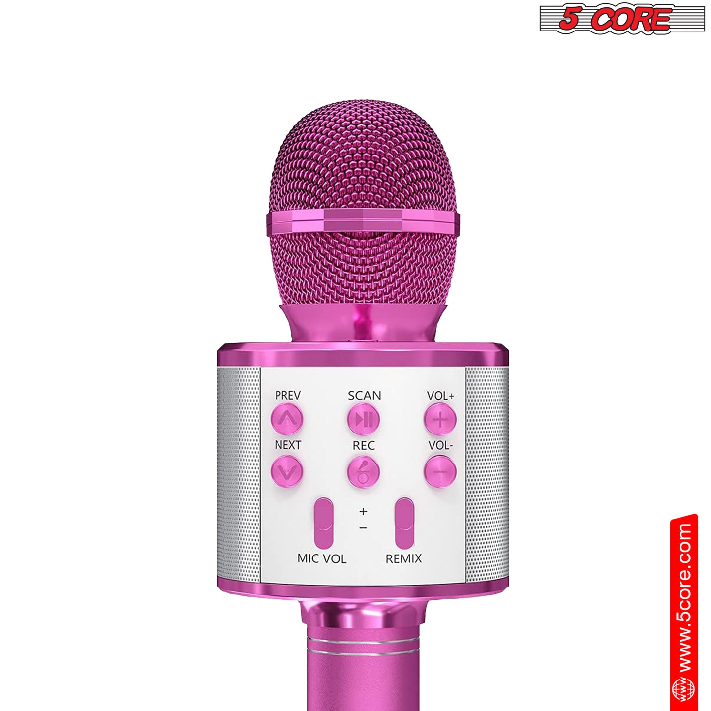 5 Core Karaoke Microphone Bluetooth Mic Portable Handheld Wireless Singing Machine Cordless Microfonos Inalambricos Professional for Adults Kids Toddler - WM SPK PINK