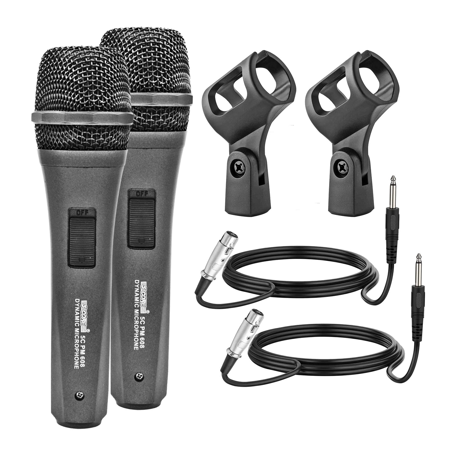 5 Core Microphone XLR Dynamic Mic Karaoke Singing Handheld Microfono Wired Professional Unidirectional 1/4 Plug In Cord Connection for Vocal DJ Music - PM 608