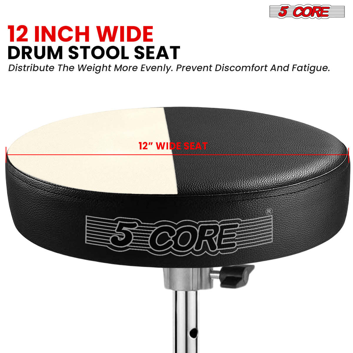 5 Core Drum Throne Padded Guitar Stool Height Adjustable Drummer Seat Music Chair for Adults And Kids - BLACK