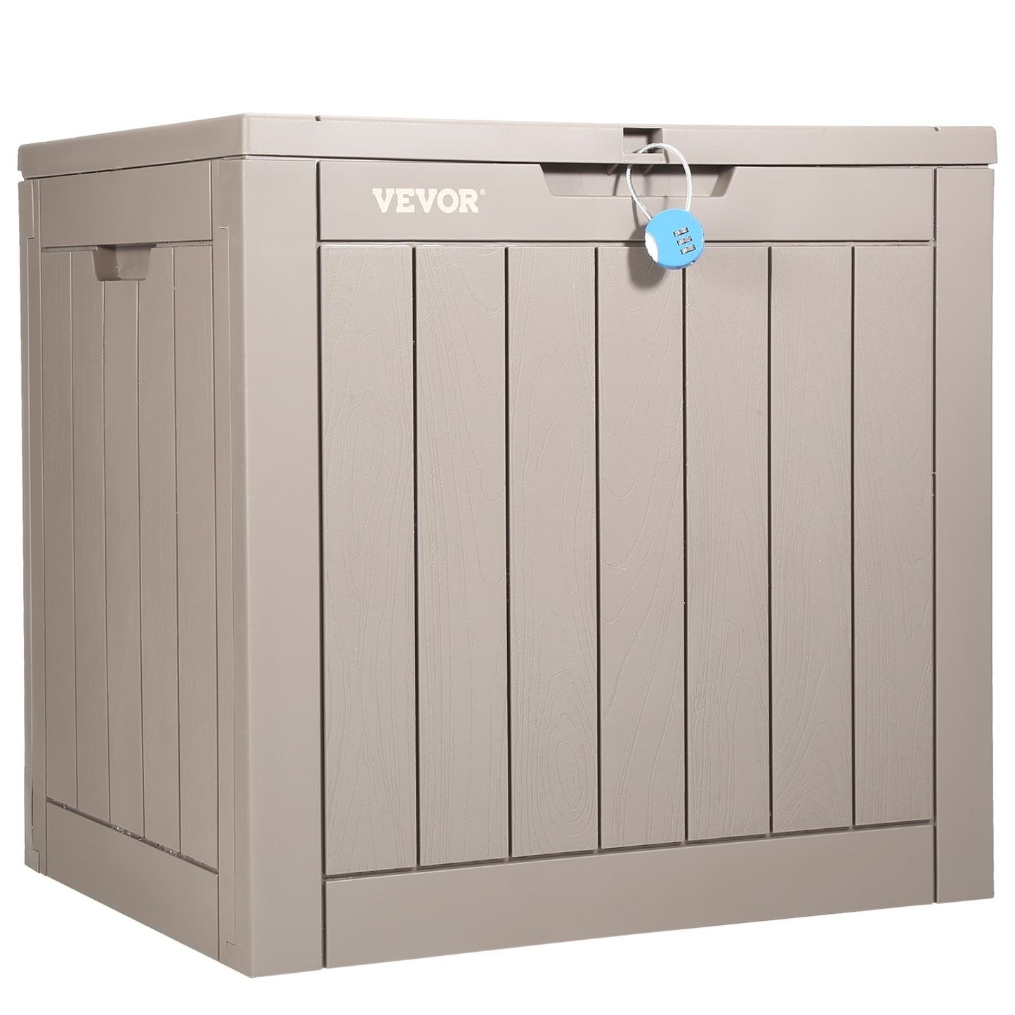 Deck Box, 31 Gallon Outdoor Storage Box, 22.1" x 17.1" x 20.9" , Waterproof PP Deckbox with Aluminum Alloy Padlock, for Patio Furniture, Pool Toys, Garden Tools, Outdoor Cushions, Gray