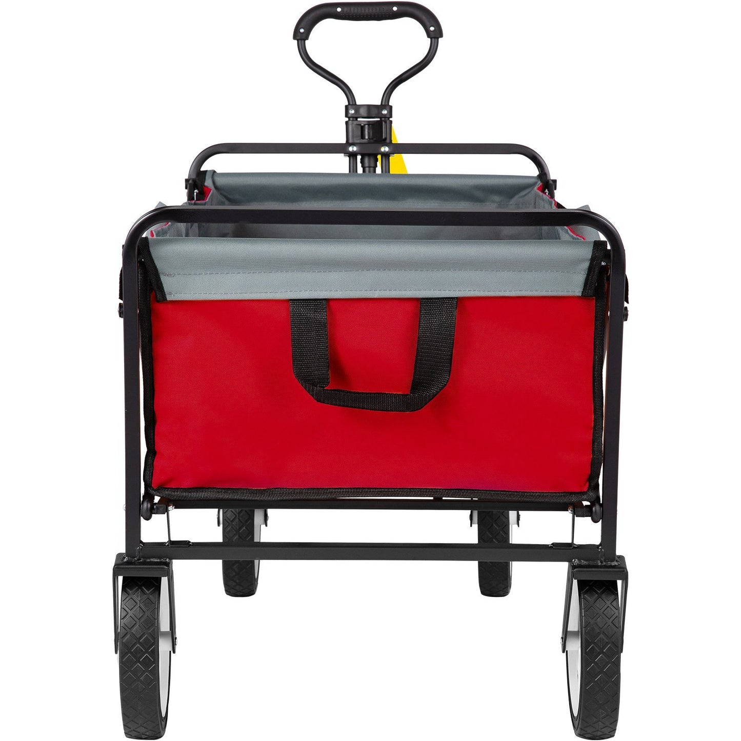 Wagon Cart, Collapsible Folding Cart with 176lbs Load, Outdoor Utility Garden Cart, Adjustable Handle, Portable Foldable Wagons with Wheels for Beach, Camping, Grocery, Red/Gray