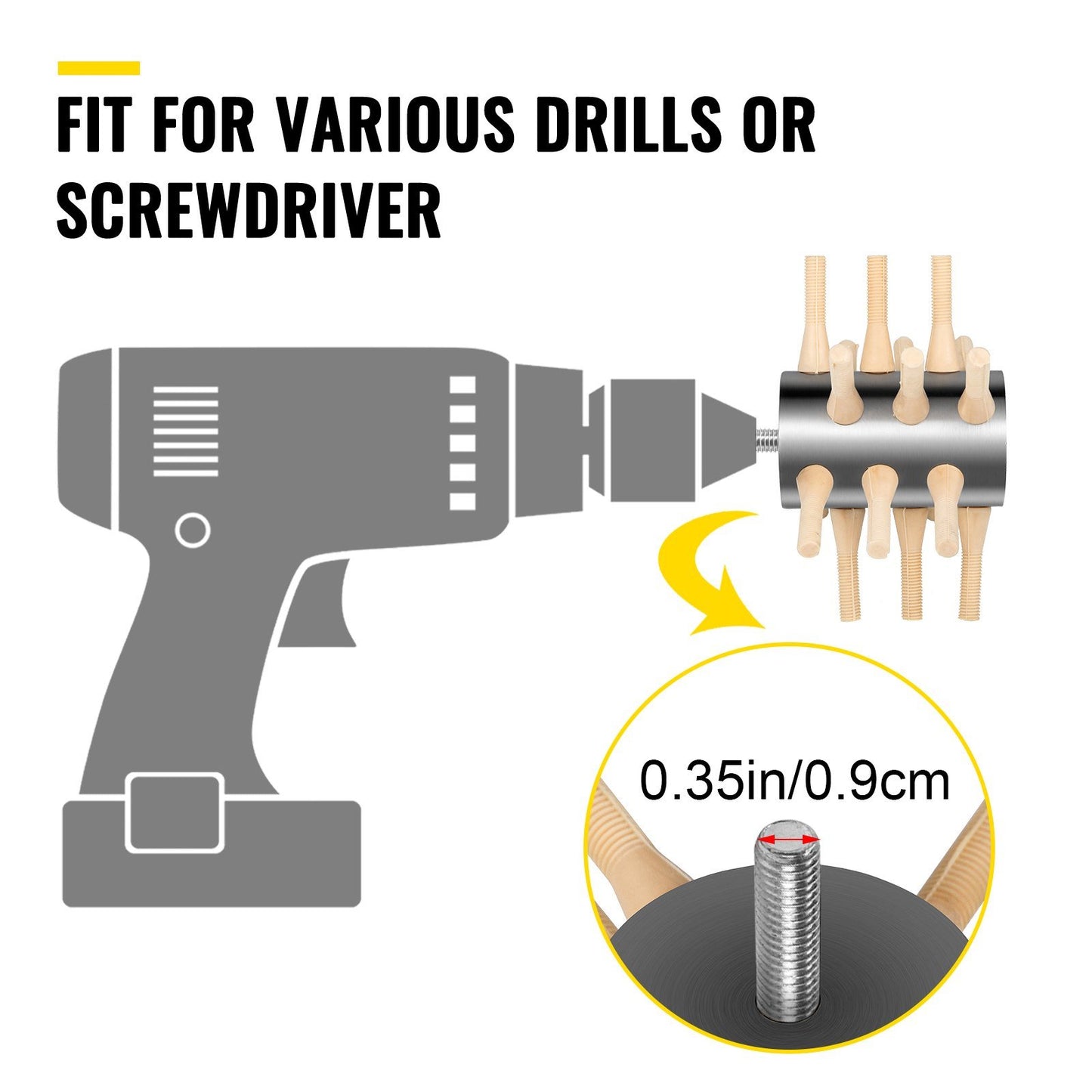 Chicken Plucker Drill Attachment, Stainless Steel Drill Chicken Plucker, 18 Fingers Chicken Feather Plucker Machine, 0.4 Inches Shank Poultry Defeathering Machine for Small Chicken Quail Pigeon