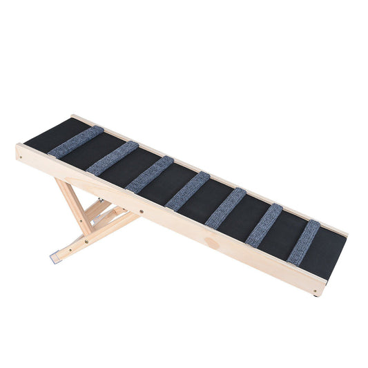 Dog Ramp, Folding Pet Ramp for Bed, Adjustable Dog Ramp for Small, Large, Old Dogs & Cats, Wooden Pet Ramp with 39.3" Long Ramp, Adjustable from 15" to 22", Suitable for Couch, Sofa, Car