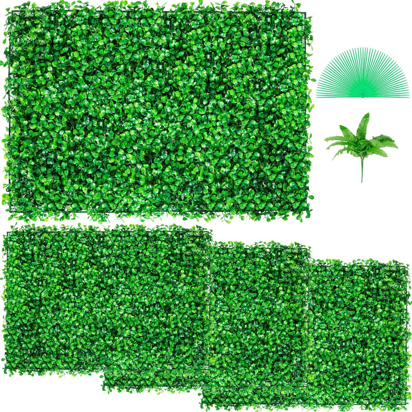 Artificial Boxwood Panel UV 4pcs Boxwood Hedge Wall Panels Artificial Grass Backdrop Wall 24X16" 4 cm Green Grass Wall Fake Hedge for Decor Privacy Fence Indoor Outdoor Garden Backyard