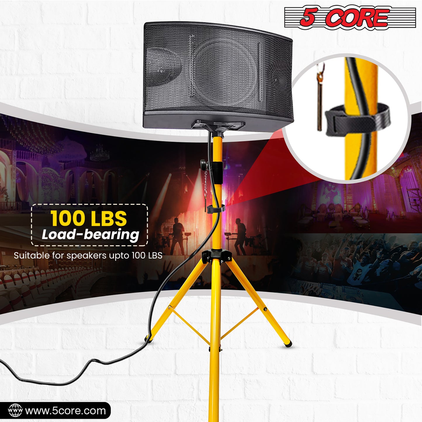 5 Core Speaker Stand Tripod Floor Tall Pair Adjustable Up to 72 Inch DJ Studio Monitor Stands Pole Mount  - SS ECO 2PK WoB