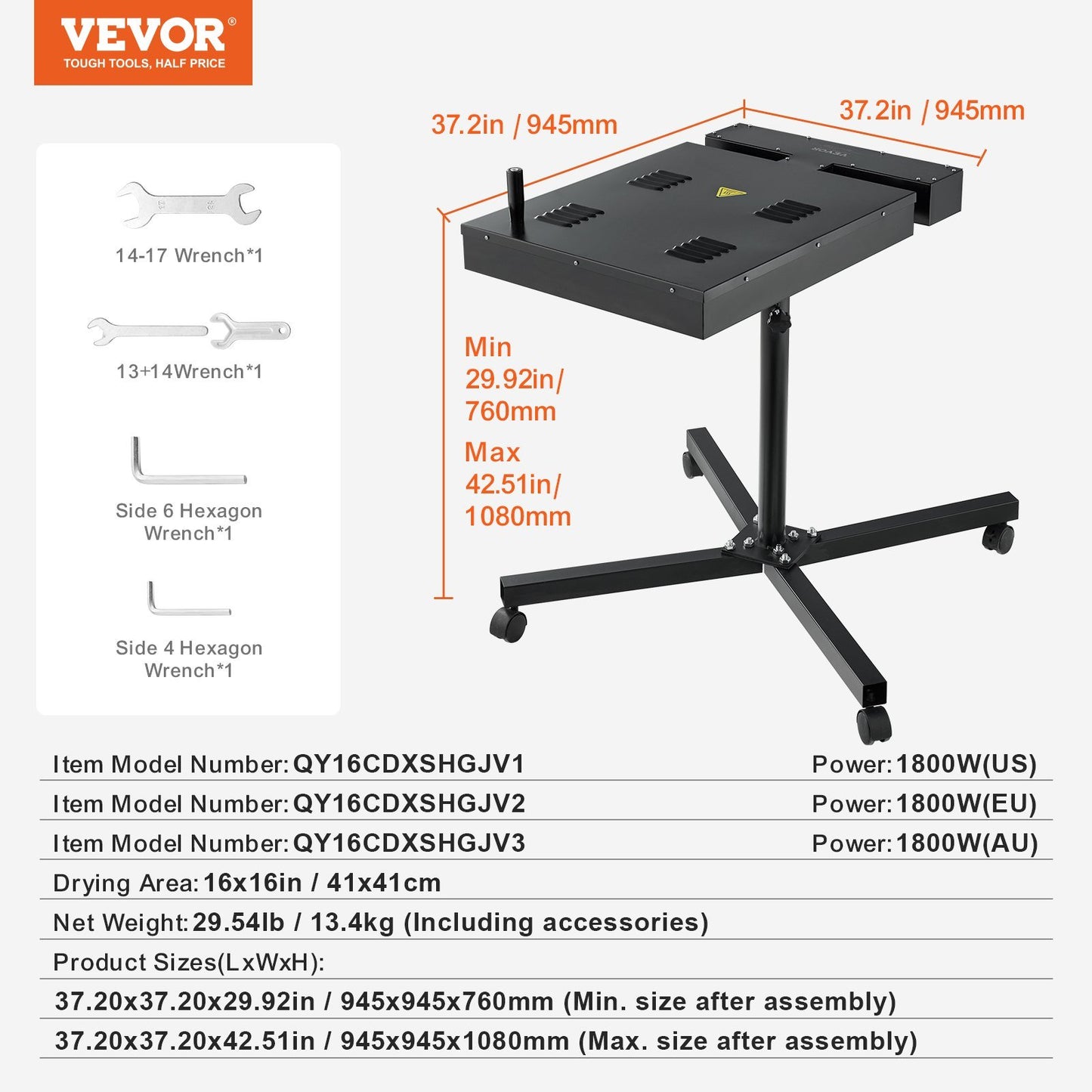 Flash Dryer, 16 x 16 inch Flash Dryer for Screen Printing, High Power Silk Screen Printing Dryer with Height Adjustable Stand, 360° Rotation, X-Shaped Base, Steel T-Shirt Curing Machine