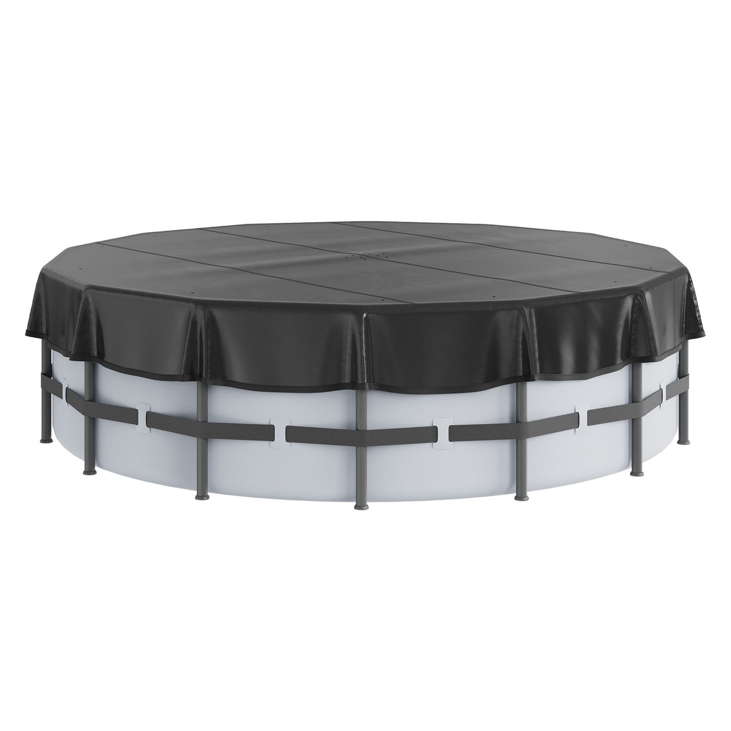 15 Ft Round Pool Cover, Solar Covers for Above Ground Pools, Safety Pool Cover with Drawstring Design, PVC Summer Pool Cover, Waterproof and Dustproof, Black