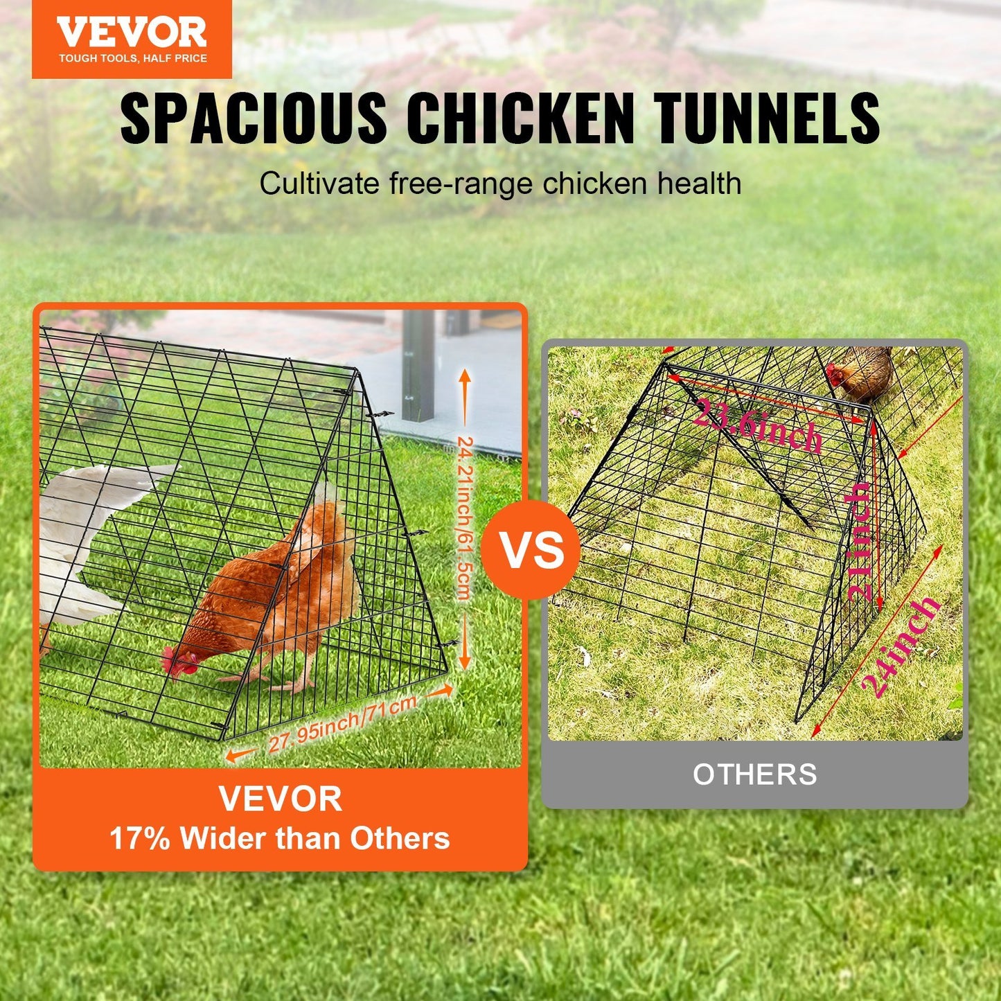 Chicken Tunnels, 157.5 x 39.4 x 24.2 inch(LxWxH) Chicken Tunnels for Yard, Portable Chicken Tunnels for Outside with Corner Frames, Chicken Coop Run, Suitable for Chickens, Ducks, Rabbits