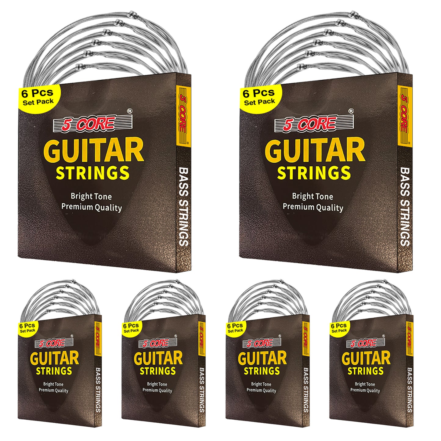 5 Core Bass Electric Guitar Strings | Pure Nickel Guitar String Gauge .010-.048 | Rich, Full Tonal Spectrum String (6 String Set) - GS EL BSS