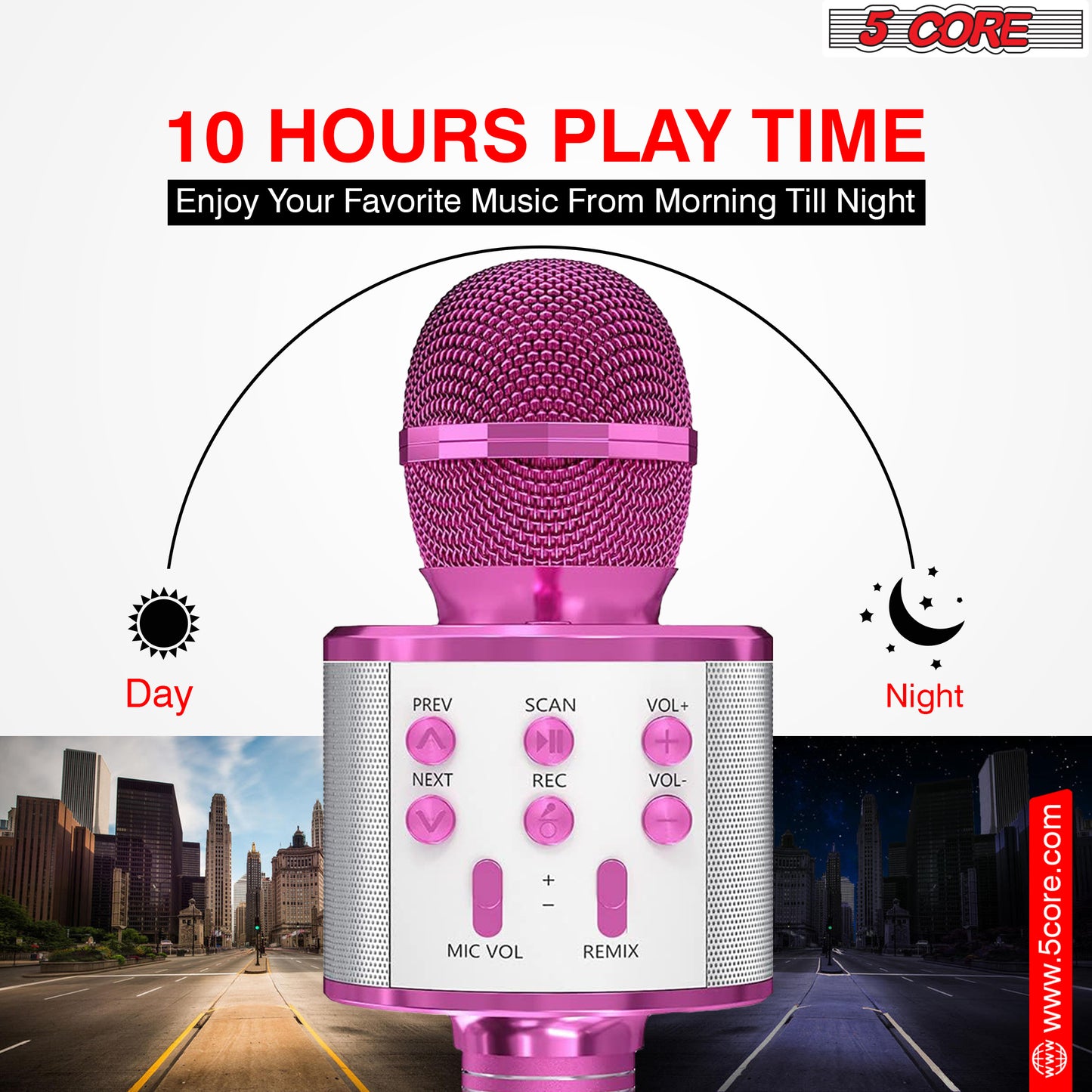 5 Core Karaoke Microphone Bluetooth Mic Portable Handheld Wireless Singing Machine Cordless Microfonos Inalambricos Professional for Adults Kids Toddler - WM SPK PINK