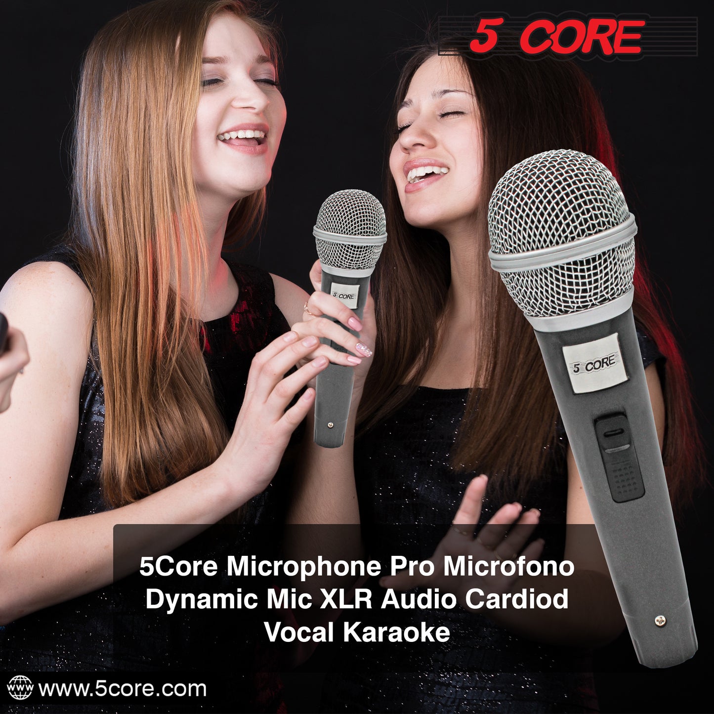 5 Core Microphone XLR Dynamic Mic Karaoke Singing Handheld Microfono Wired Professional Unidirectional 1/4 Plug In Cord Connection for Vocal DJ Music - PM 18