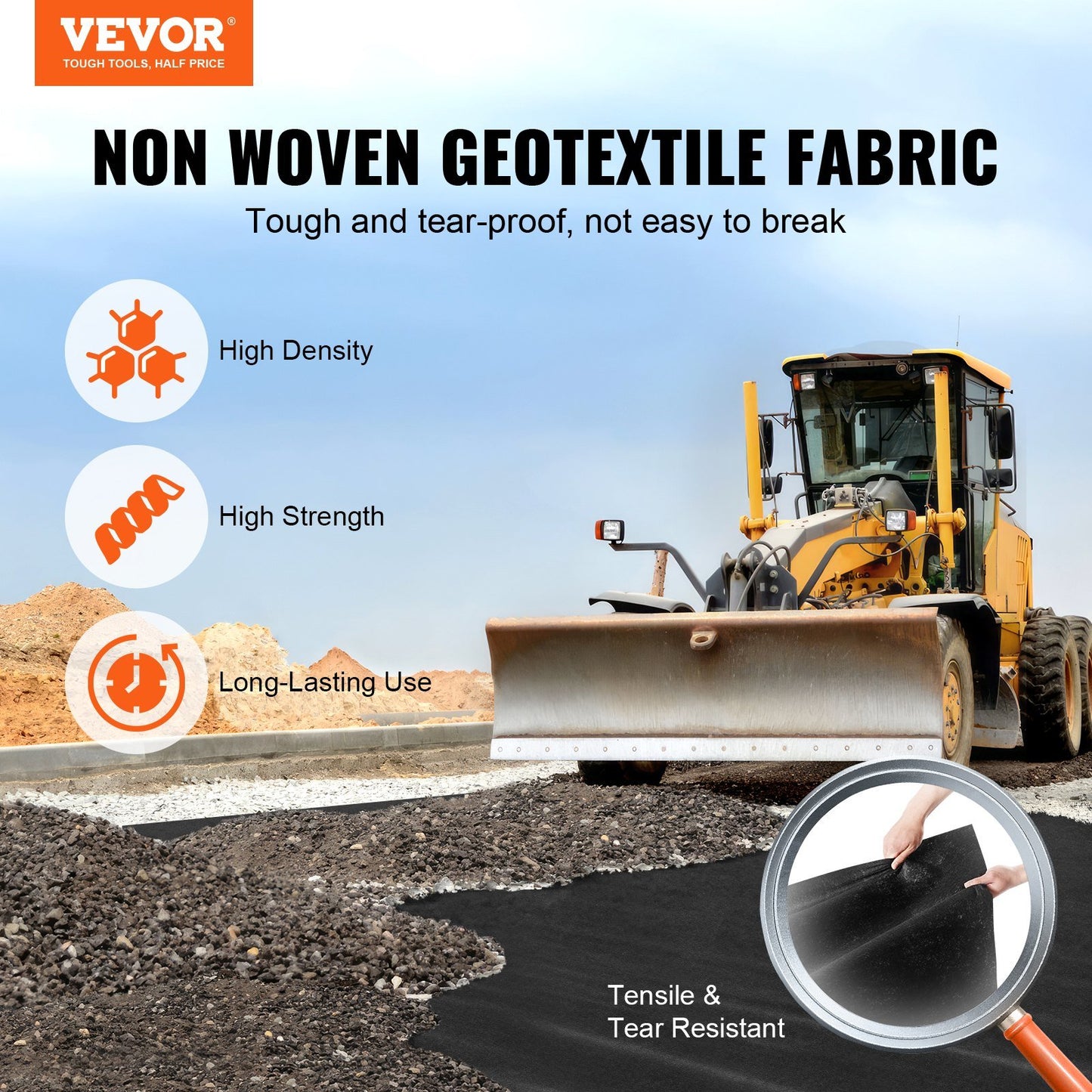 Non-Woven Geotextile Fabric 6x50FT 8OZ Ground Cover Weed Control Fabric