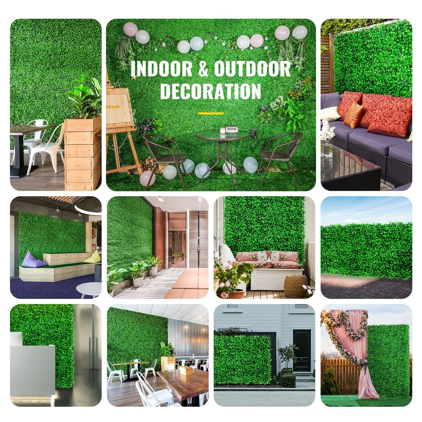 Artificial Boxwood Panel UV 4pcs Boxwood Hedge Wall Panels Artificial Grass Backdrop Wall 24X16" 4 cm Green Grass Wall Fake Hedge for Decor Privacy Fence Indoor Outdoor Garden Backyard