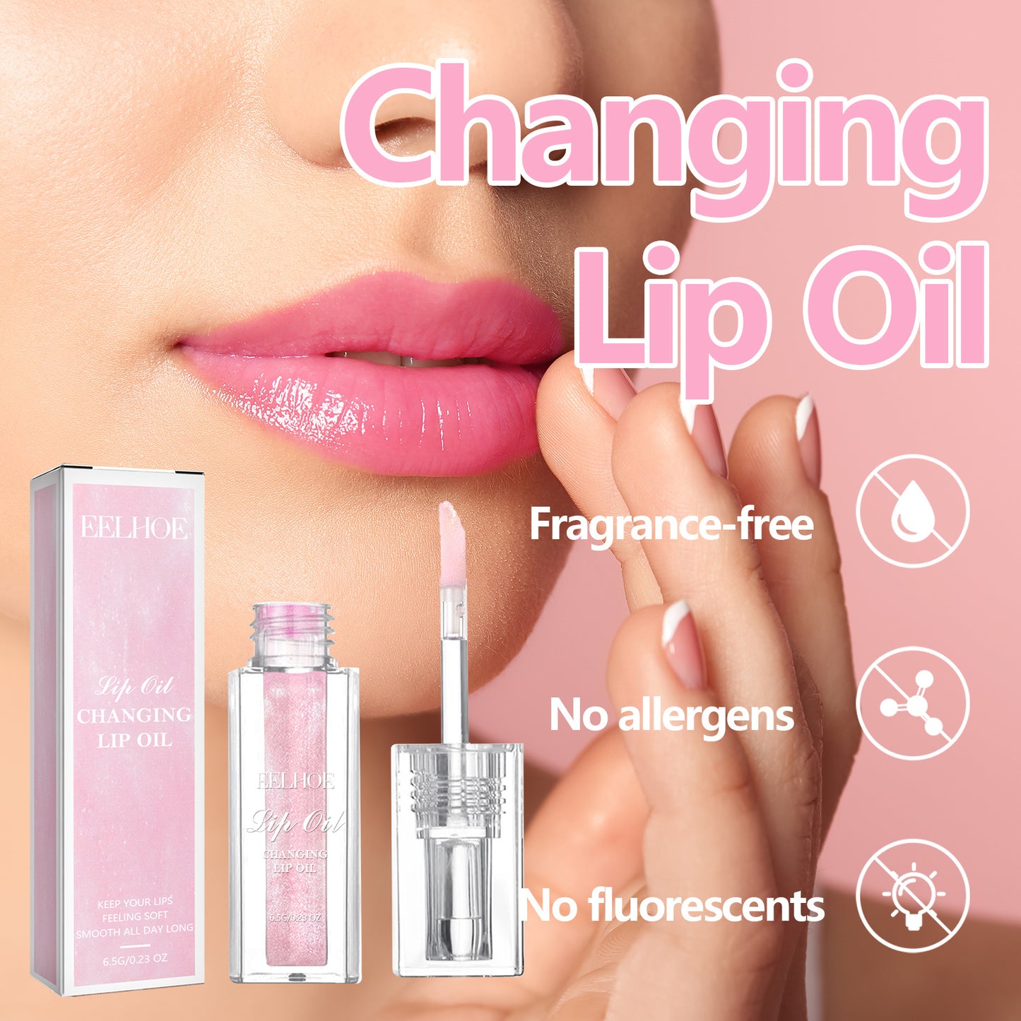 Color Changing Lip Oil  lightens and smoothes fine lines on lips  nourishes and moisturizes  anti-drying and cracking color-changing lip care