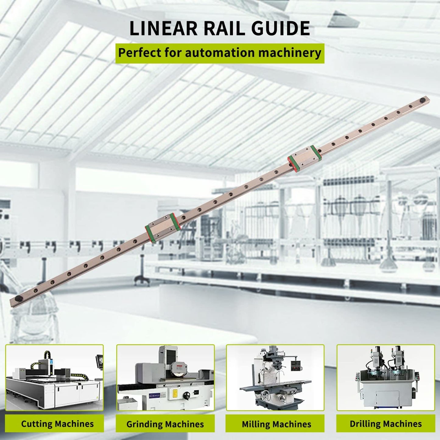 MGN12H Linear Rail Guide with 2 Stainless Steel Carriage Blocks for 3D Printers, CNC Machine Upgrade, Machining and Other Linear Motion Measurement Equipments