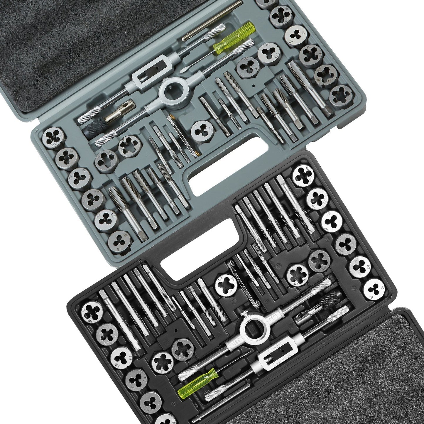 Tap and Die Set, 80-Piece Metric and SAE Standard, Bearing Steel Taps and Dies, Essential Threading Tool for Cutting External Internal Threads, with Complete Accessories and Storage Case