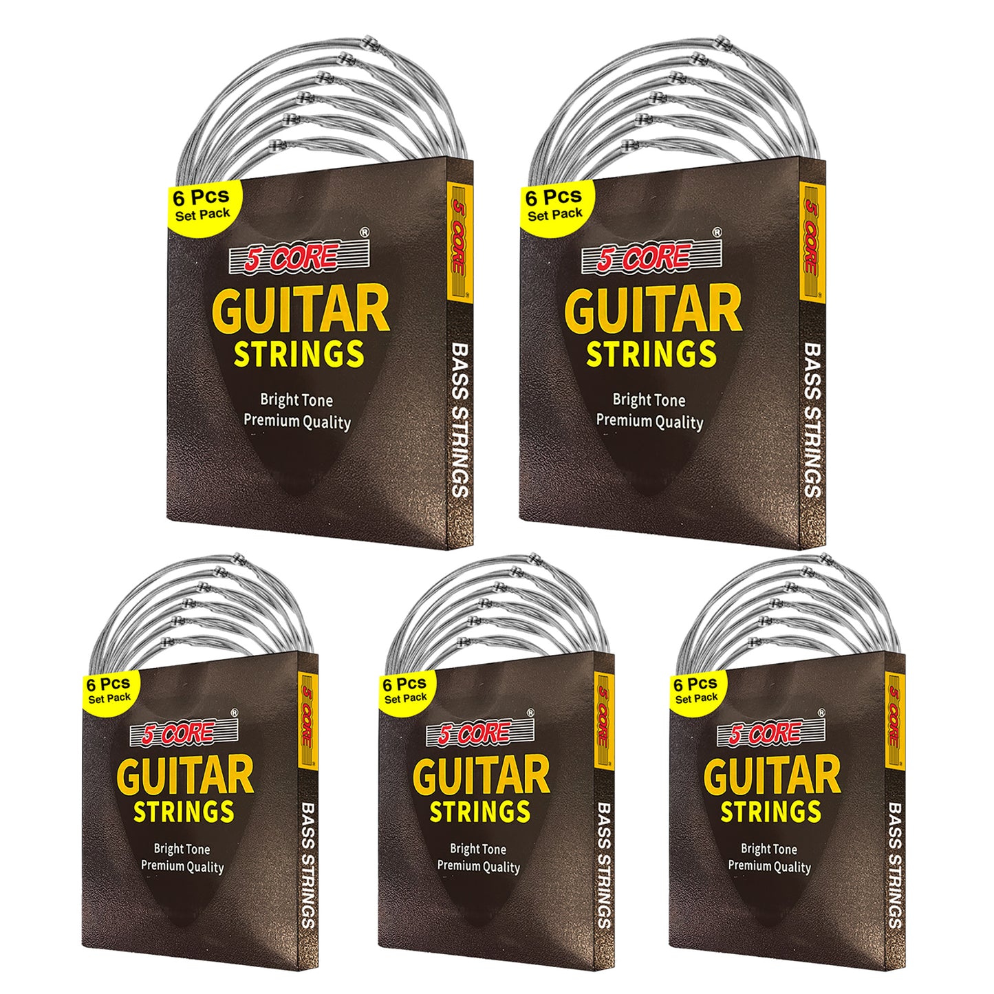 5 Core Bass Electric Guitar Strings | Pure Nickel Guitar String Gauge .010-.048 | Rich, Full Tonal Spectrum String (6 String Set) - GS EL BSS