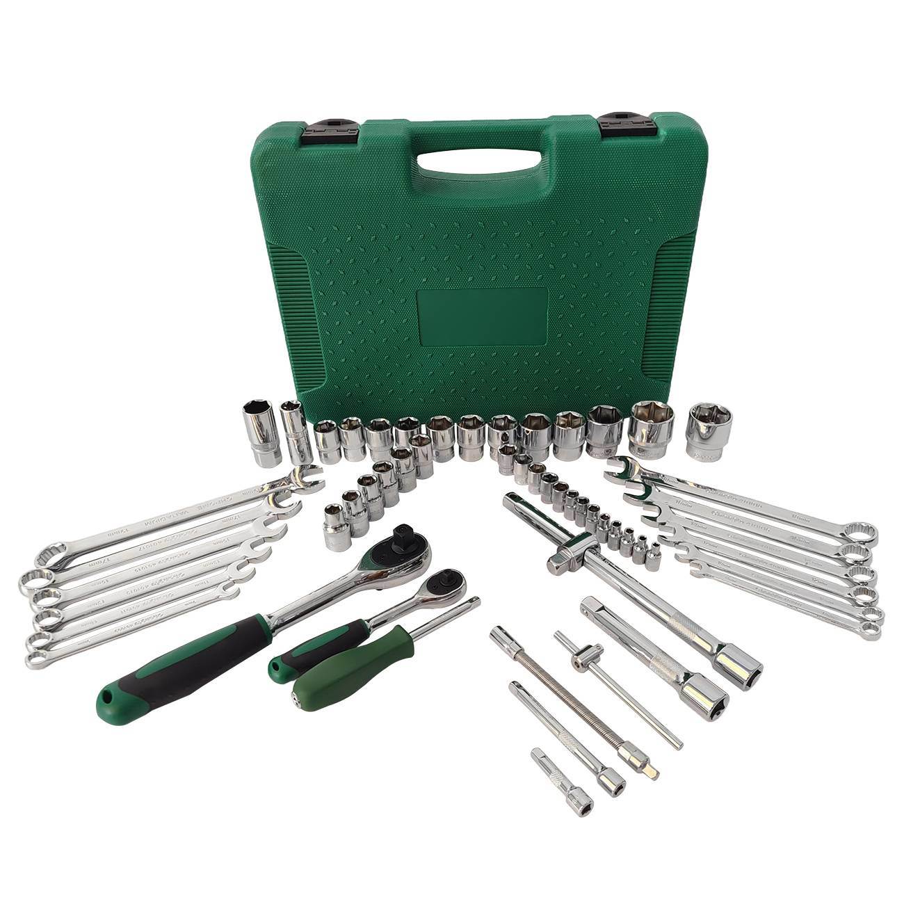 61-Piece Mechanics Tool Set, 1/2" & 1/4" Socket Tool Set - Including Ratchet Set Metric Drive Socket Wrenches Set, for Auto Repair Machine Repair