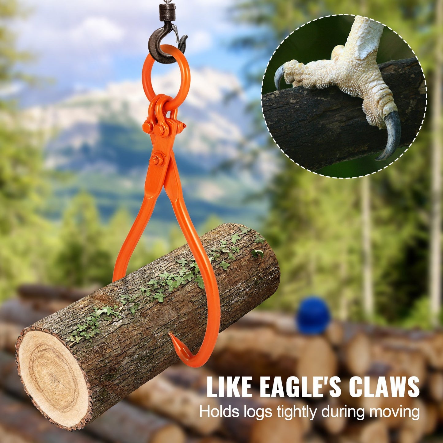 Log Skidding Tongs, 18 inch 2 Claw Log Lifting Tongs, Heavy Duty Steel Lumber Skidding Tongs, 772 lbs/350 kg Loading Capacity, Log Lifting, Handling, Dragging & Carrying Tool