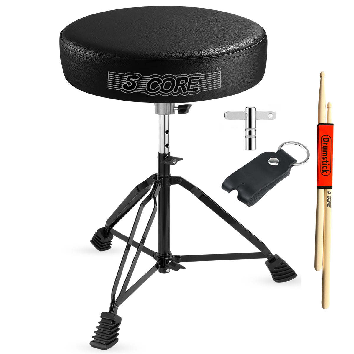 5 Core Drum Throne Padded Guitar Stool Height Adjustable Drummer Seat Music Chair for Adults And Kids - BLACK