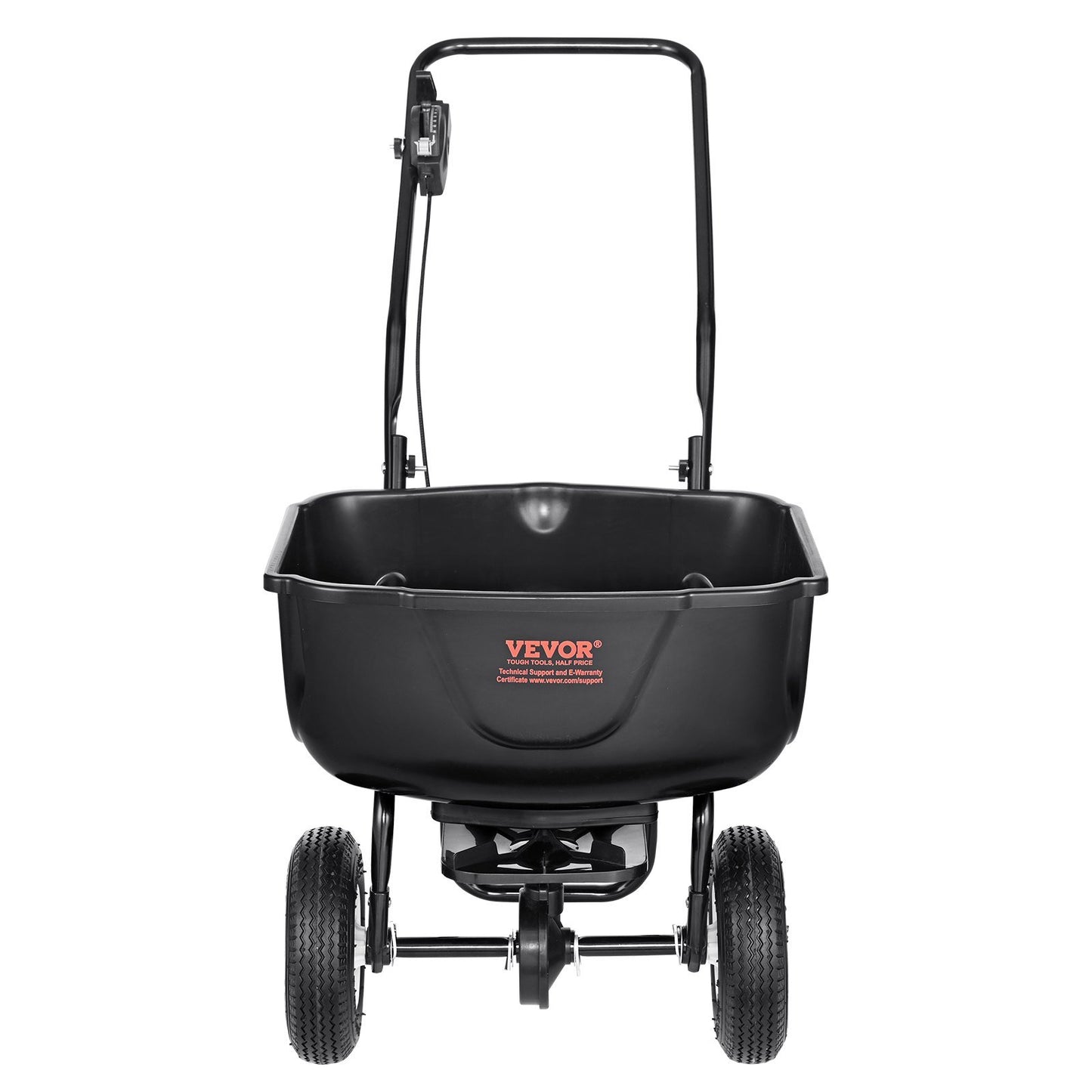 Broadcast Spreader, 60 LB Walk-Behind Turf Spreader with 8" Wheels, Steel Push Fertilizer Spreader, Garden Seeder, and Salt Spreader, Designed for Residential, Farm, and Tough Terrain, Black