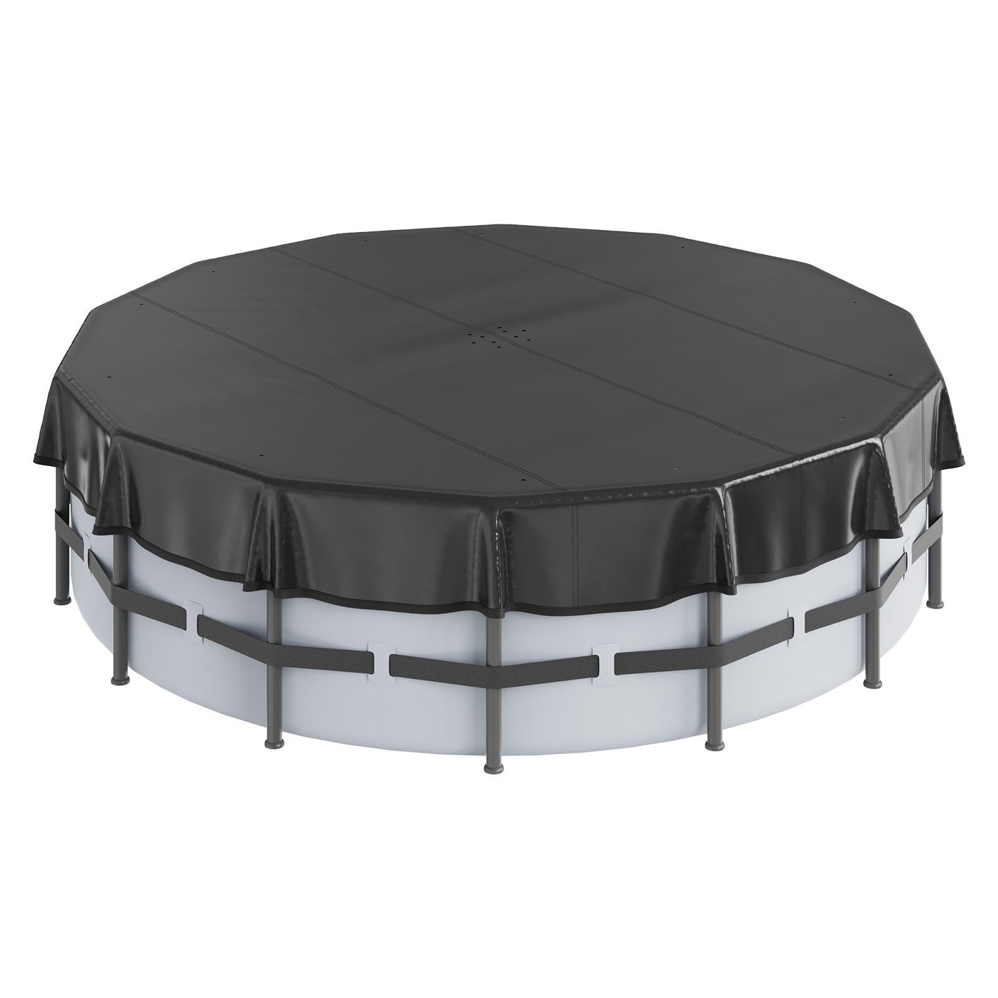 15 Ft Round Pool Cover, Solar Covers for Above Ground Pools, Safety Pool Cover with Drawstring Design, PVC Summer Pool Cover, Waterproof and Dustproof, Black