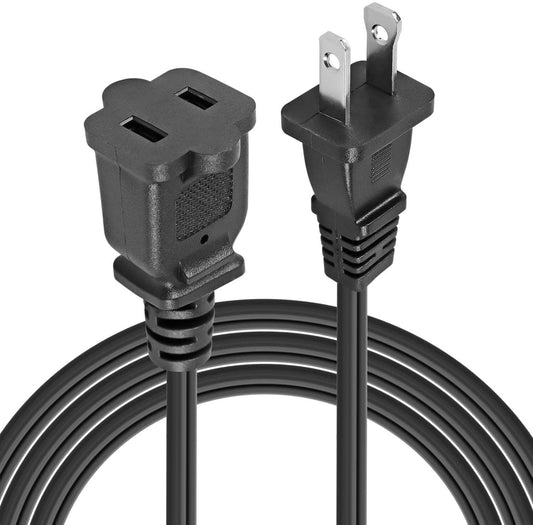 5 Core AC Power Cord 12 Ft • 2 Prong Extension Adapter • 16AWG/2C 125V 13A • US Polarized Male to Female Outlet Extension Cable Black- EXC BLK 12FT