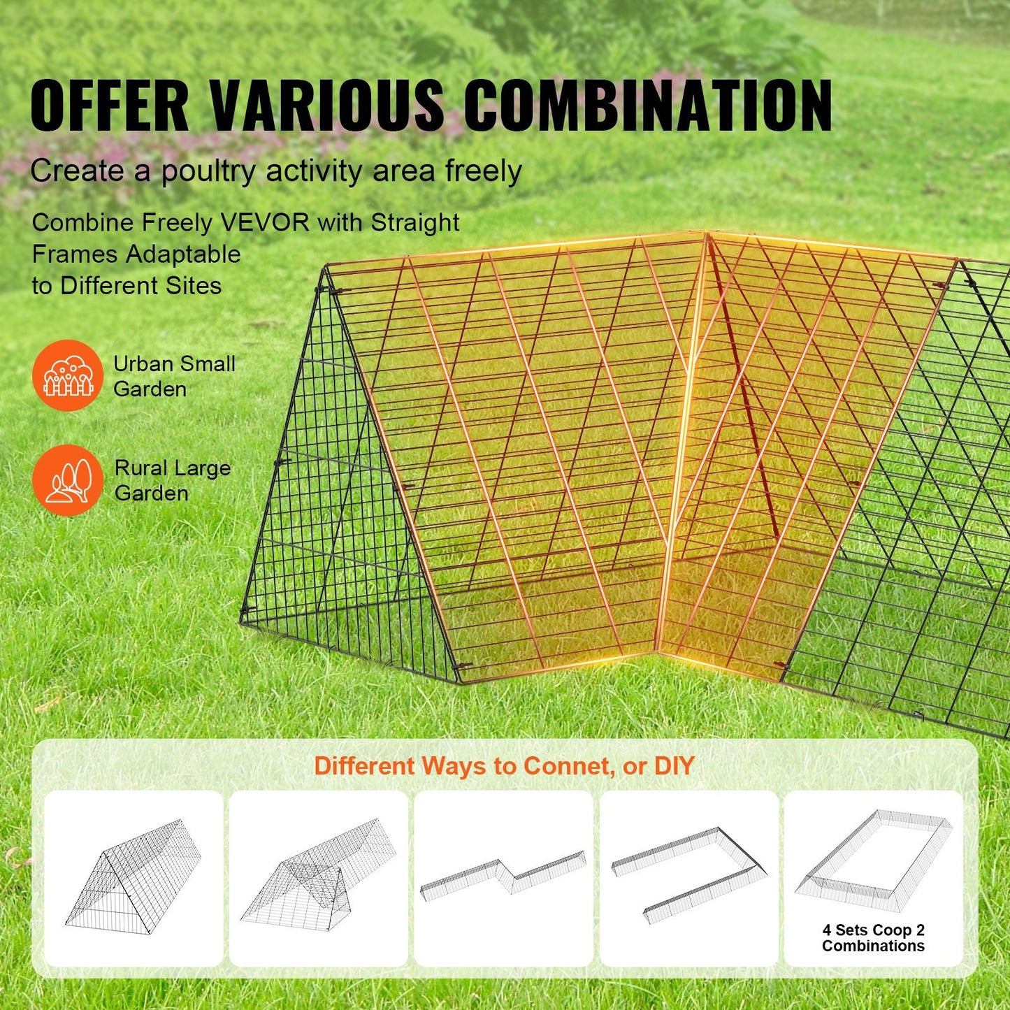 Chicken Tunnels, 157.5 x 39.4 x 24.2 inch(LxWxH) Chicken Tunnels for Yard, Portable Chicken Tunnels for Outside with Corner Frames, Chicken Coop Run, Suitable for Chickens, Ducks, Rabbits