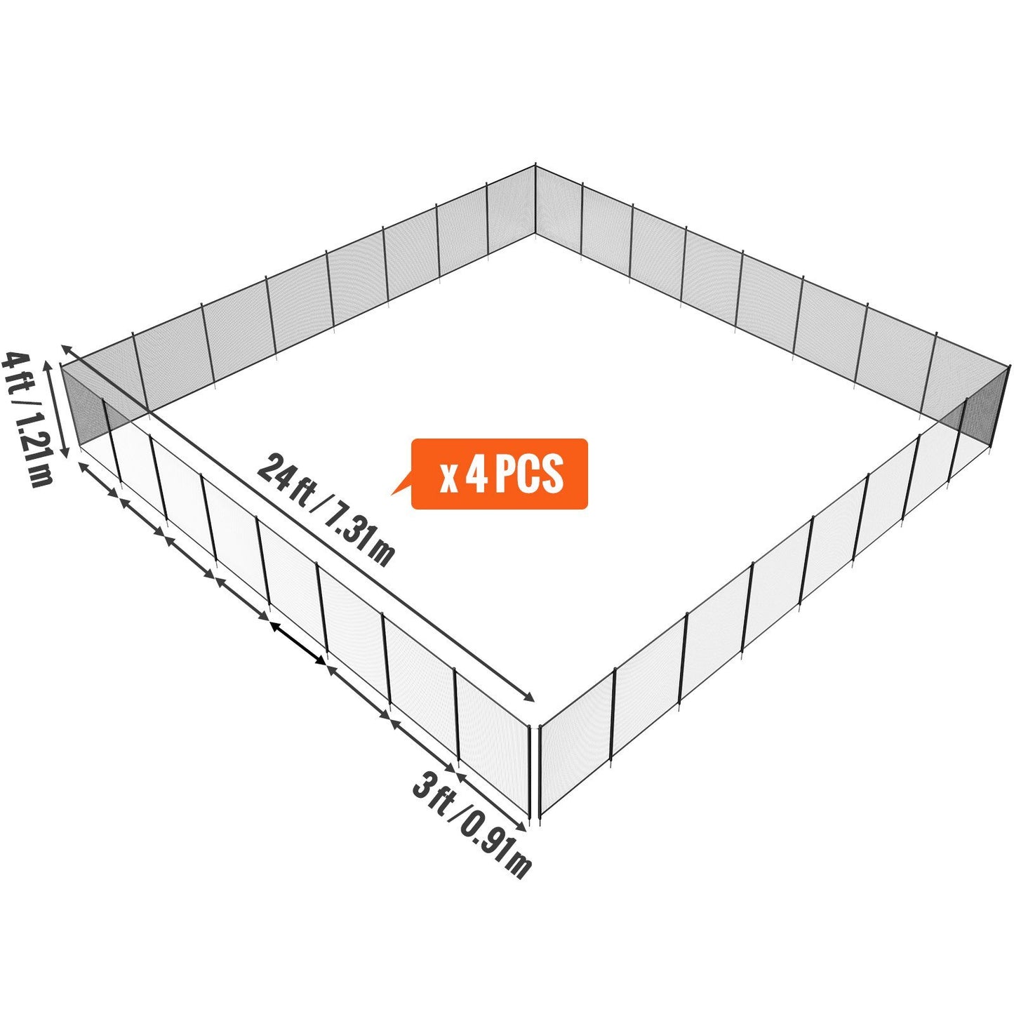 Pool Fence, 4 x 96 FT Pool Fences for Inground Pools, Removable Child Safety Pool Fencing, Easy DIY Installation Swimming Pool Fence, 340gms Teslin PVC Pool Fence Mesh Protects Kids and Pets