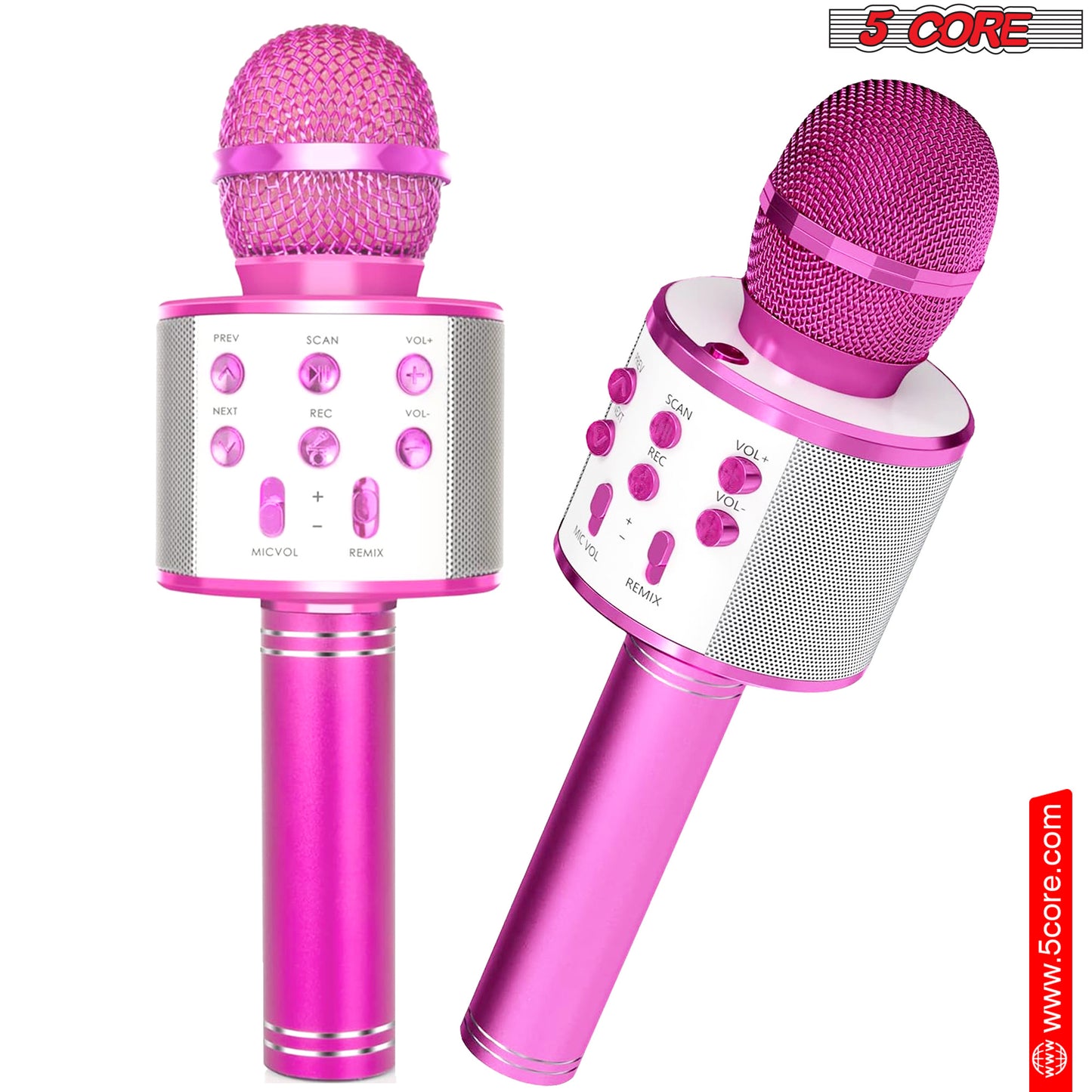 5 Core Karaoke Microphone Bluetooth Mic Portable Handheld Wireless Singing Machine Cordless Microfonos Inalambricos Professional for Adults Kids Toddler - WM SPK PINK