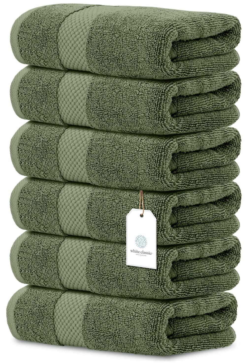 Luxury Hand Towels for Bathroom Hotel Spa Kitchen Set Circlet Egyptian Cotton 16x30 Inches Set of 6 Forest Green