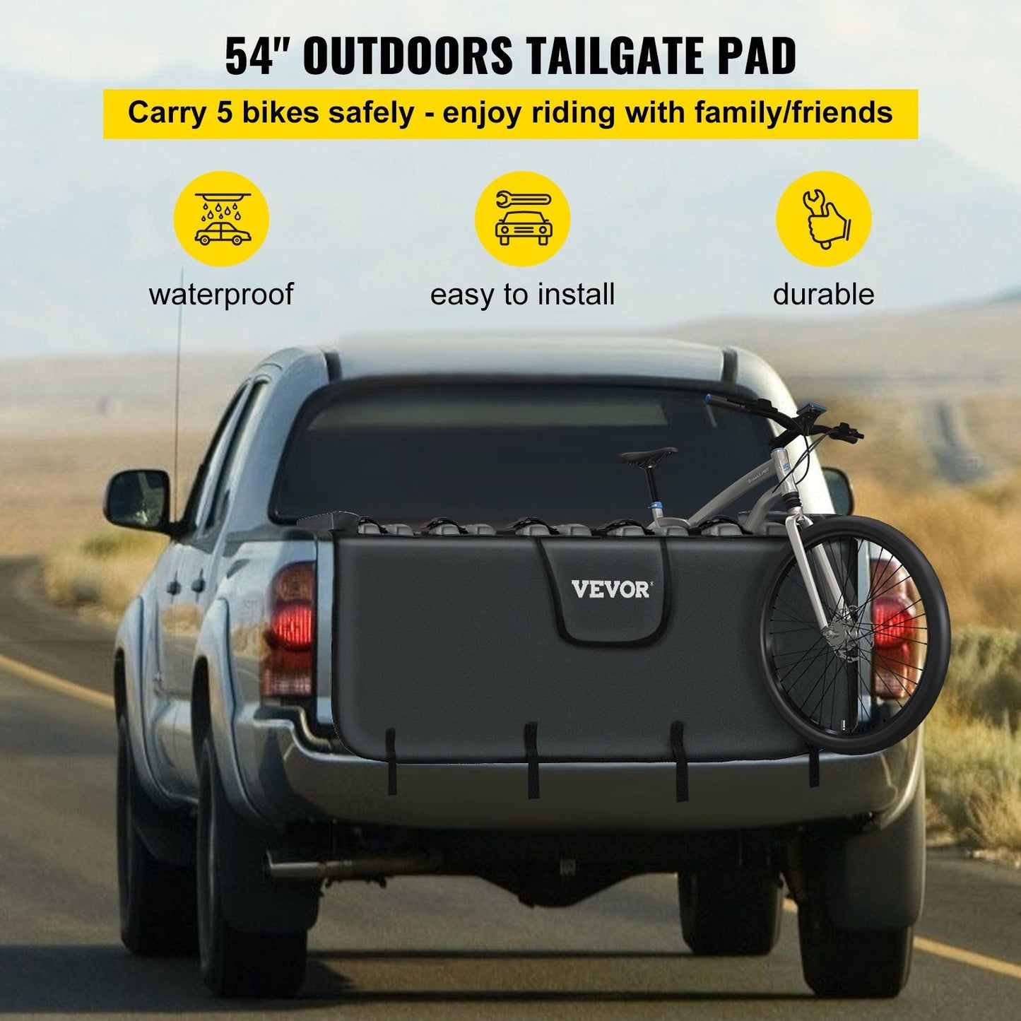 Tailgate Pad for Bikes, Tailgate Protection Cover Carries UP to 5 Mountain Bikes, 54" Bike Pickup Pad for Pickup Truck, Upgraded