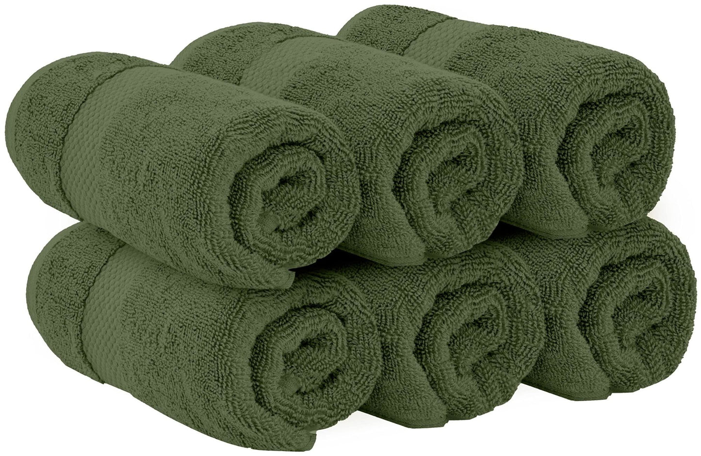 Luxury Hand Towels for Bathroom Hotel Spa Kitchen Set Circlet Egyptian Cotton 16x30 Inches Set of 6 Forest Green