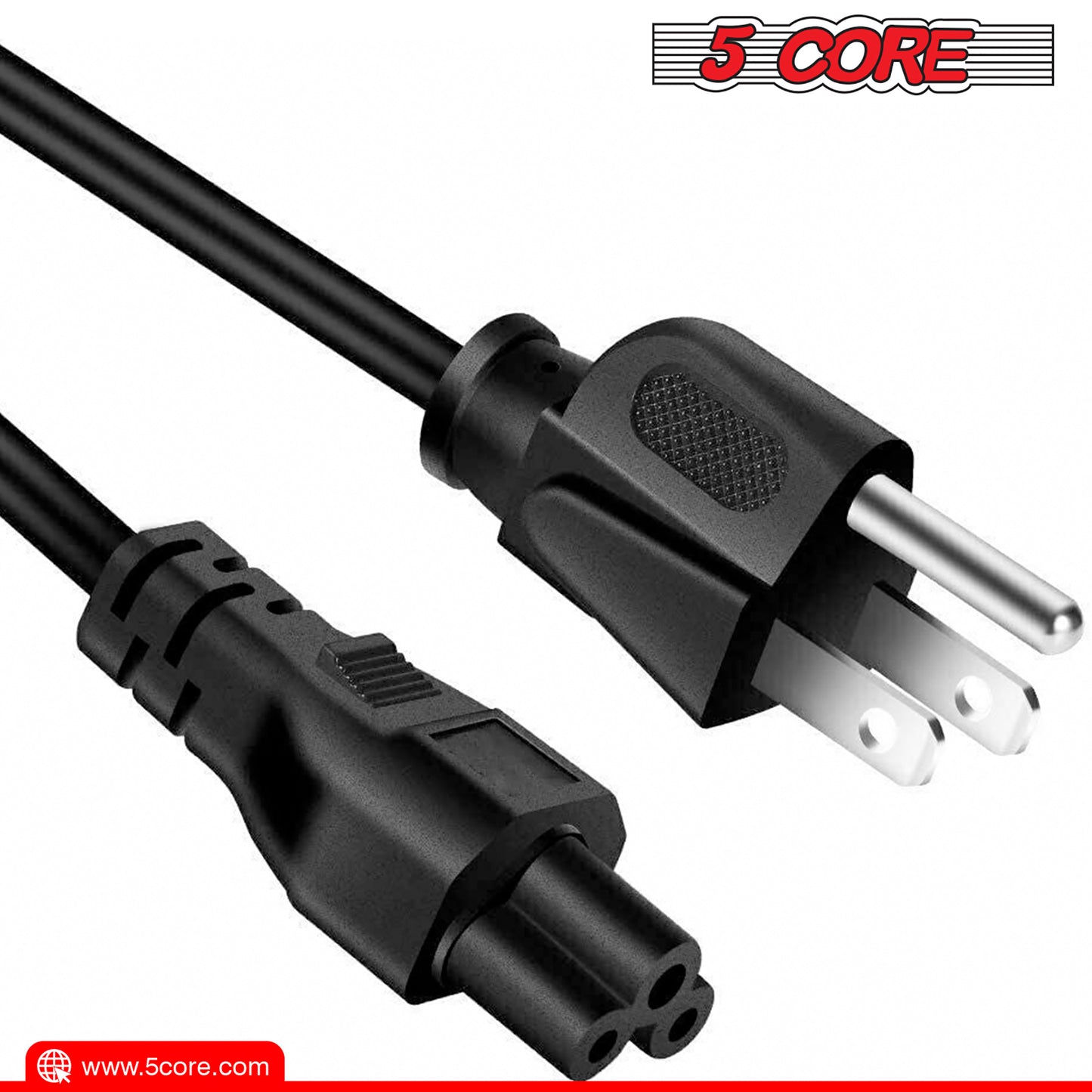 5 Core 12ft 3 Prong Non-Polarized AC Wall Power Cable Cord for HP Dell Samsung Sony Asus Acer Toshiba Laptop Charger LED LCD Monitor Replacement Power Cord PL 1002