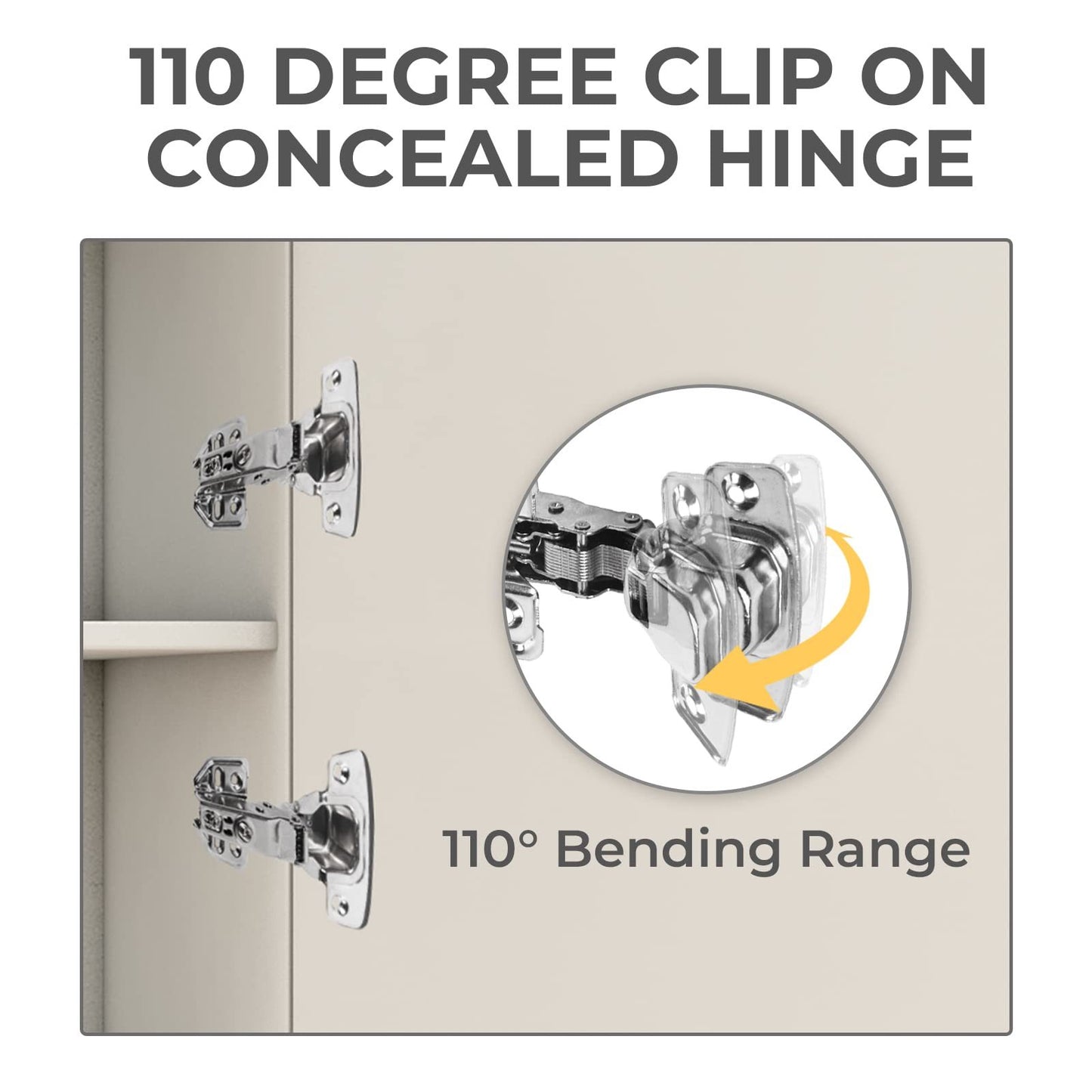 20pcs Cabinet Hinges, Soft Close Cabinet Door Hinges for Full Overlay Cupboard for Frameless Cabinet Hidden Hinges Stainless Steel Concealed Hinge with Mounting Screws self Closing