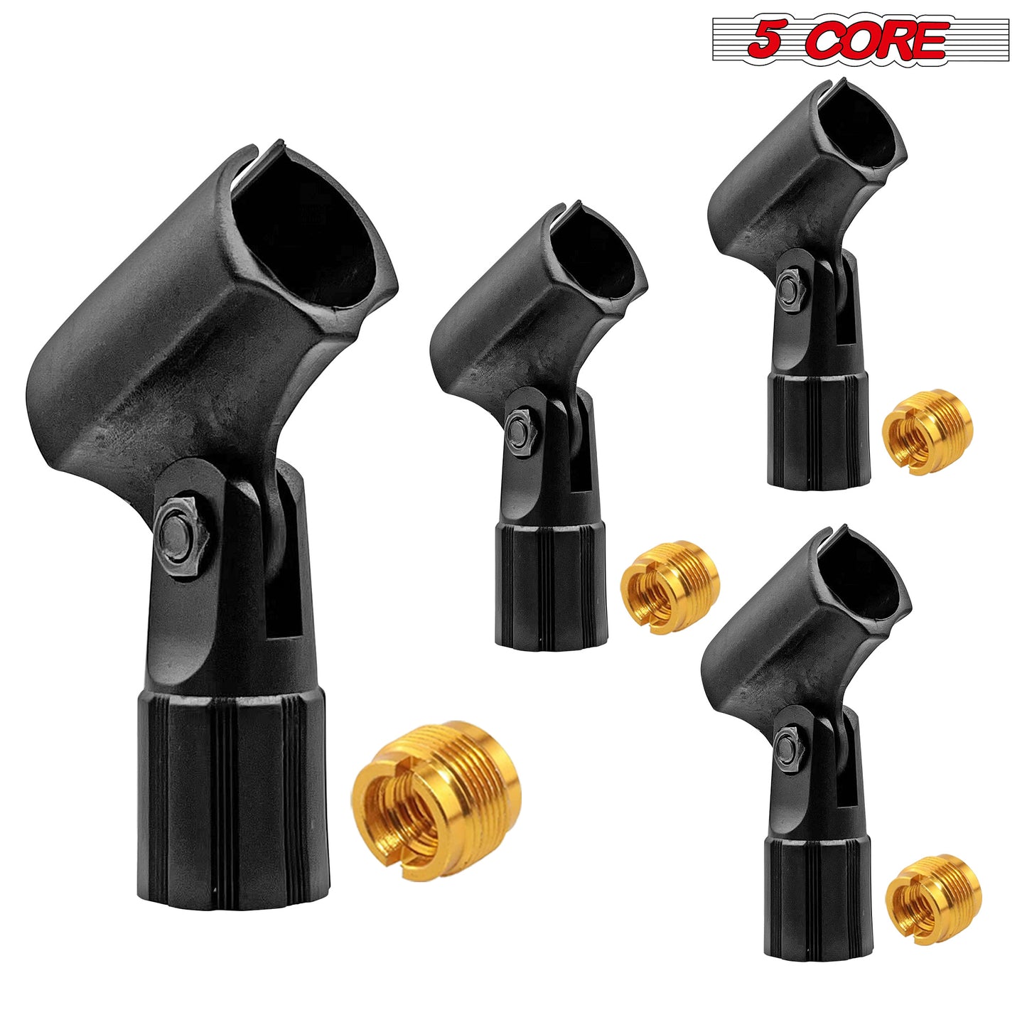 5 Core Microphone Clip Holder 4 Pieces with Screw Adapters 5/8 to 3/8 Inch - MC 08 4PCS