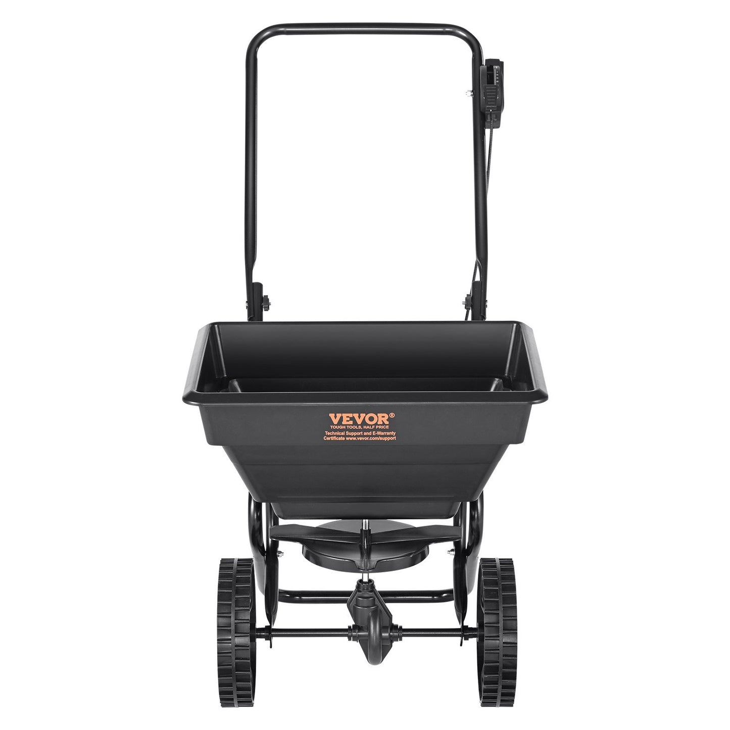 Broadcast Spreader, 25 LB Walk-Behind Turf Spreader with 8" Wheels, Steel Push Fertilizer Spreader, Garden Seeder, and Salt Spreader, Designed for Residential, Farm, and Tough Terrain, Black