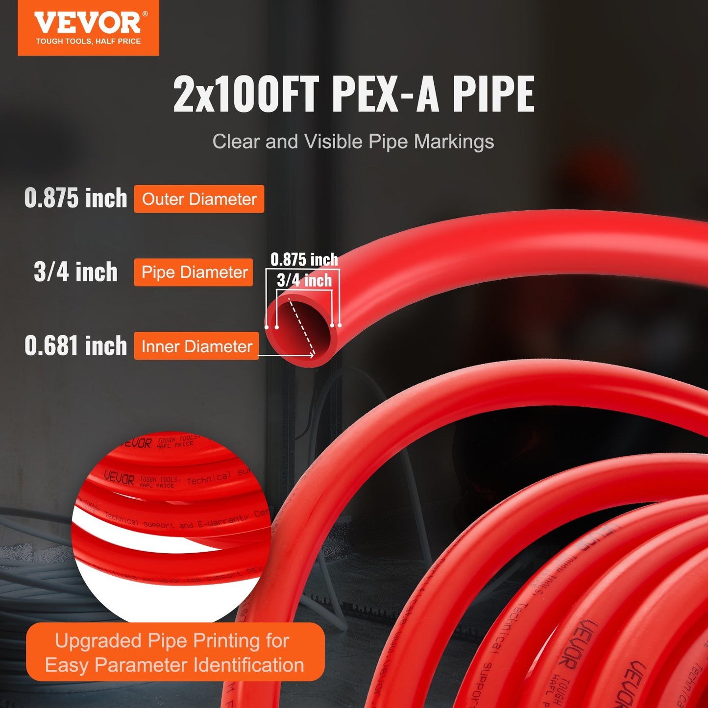 PEX Pipe 3/4 Inch, 2 x 100 Feet Length PEX-A Flexible Pipe Tubing for Potable Water, Pex Water Lines for Hot/Cold Water & Easily Restore, Plumbing Applications with Free Cutter, Blue & Red